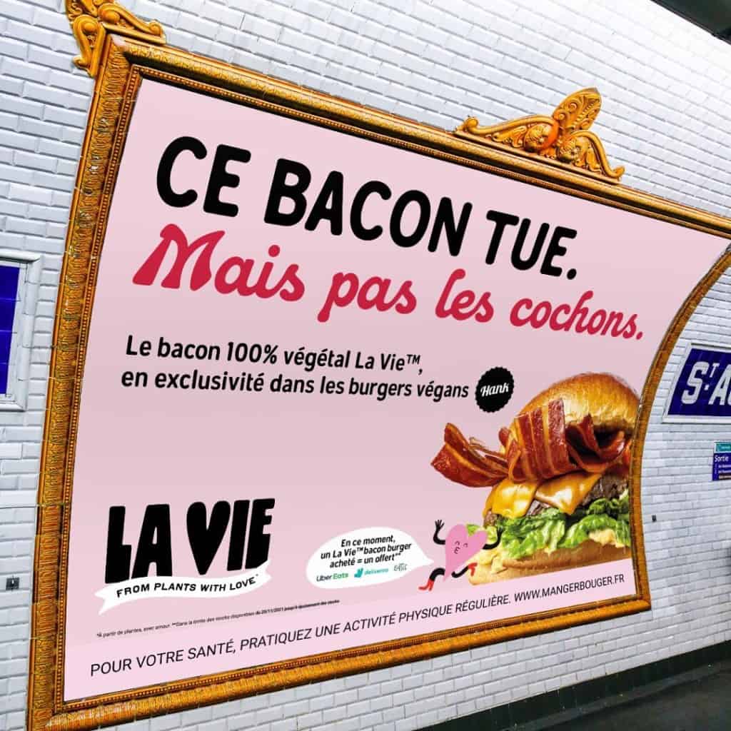 La Vie vegan bacon burger billboard