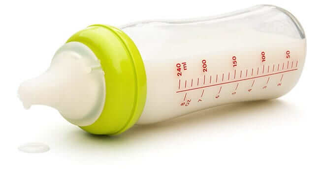 baby bottle and milk with clipping path