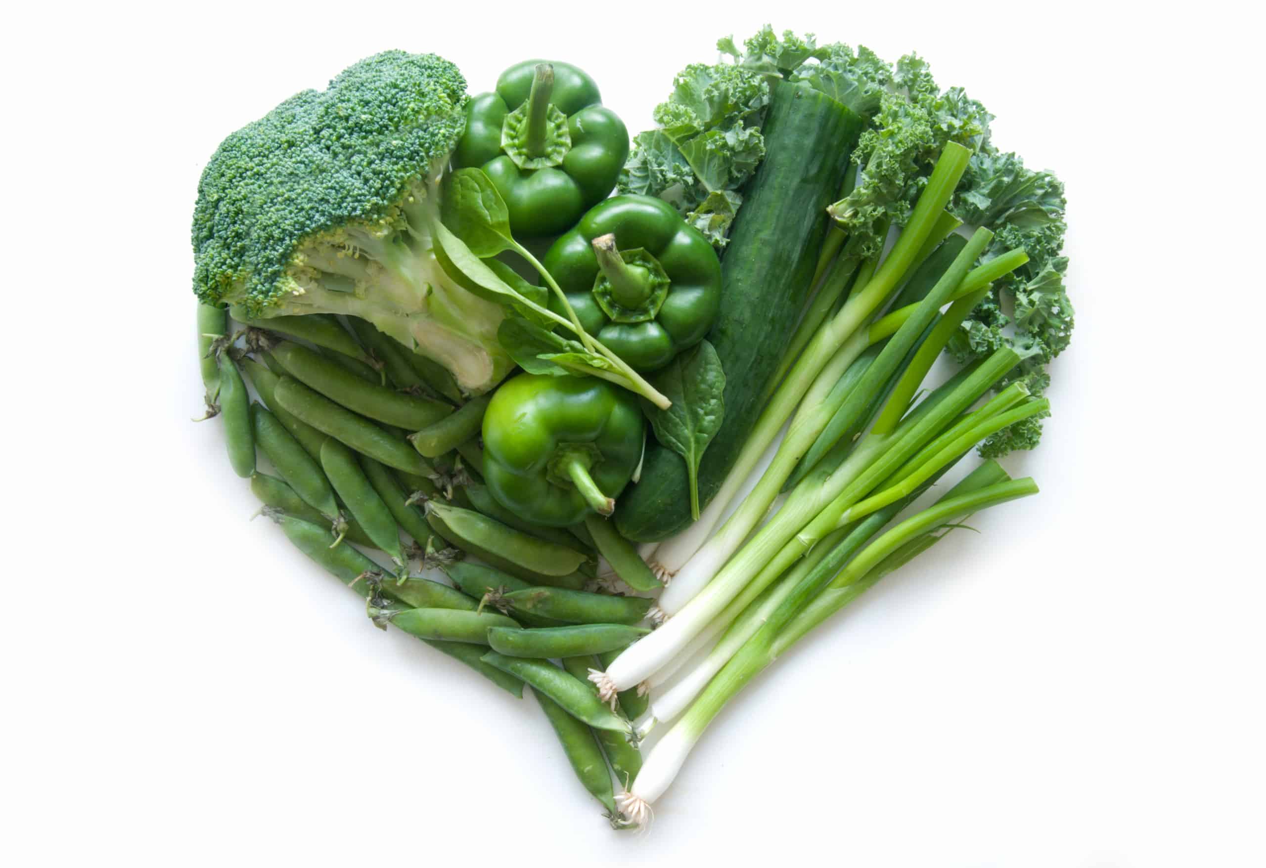 green heart made of veggies plant-based treaty