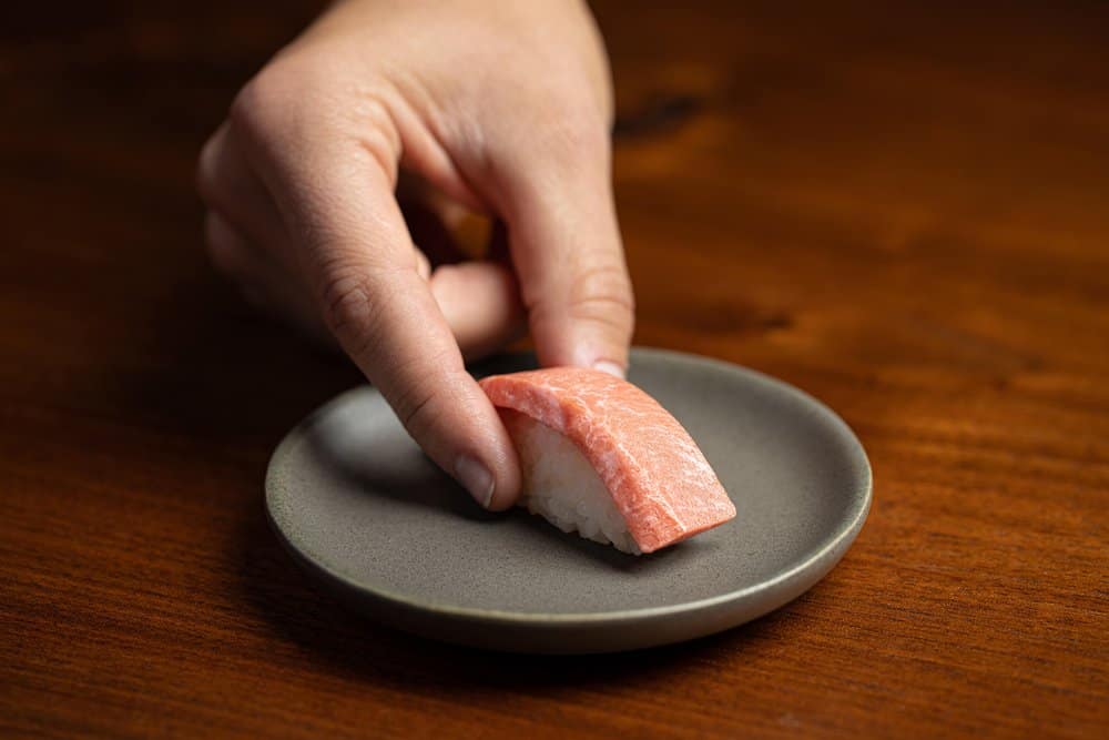 a piece of cultivated tuna