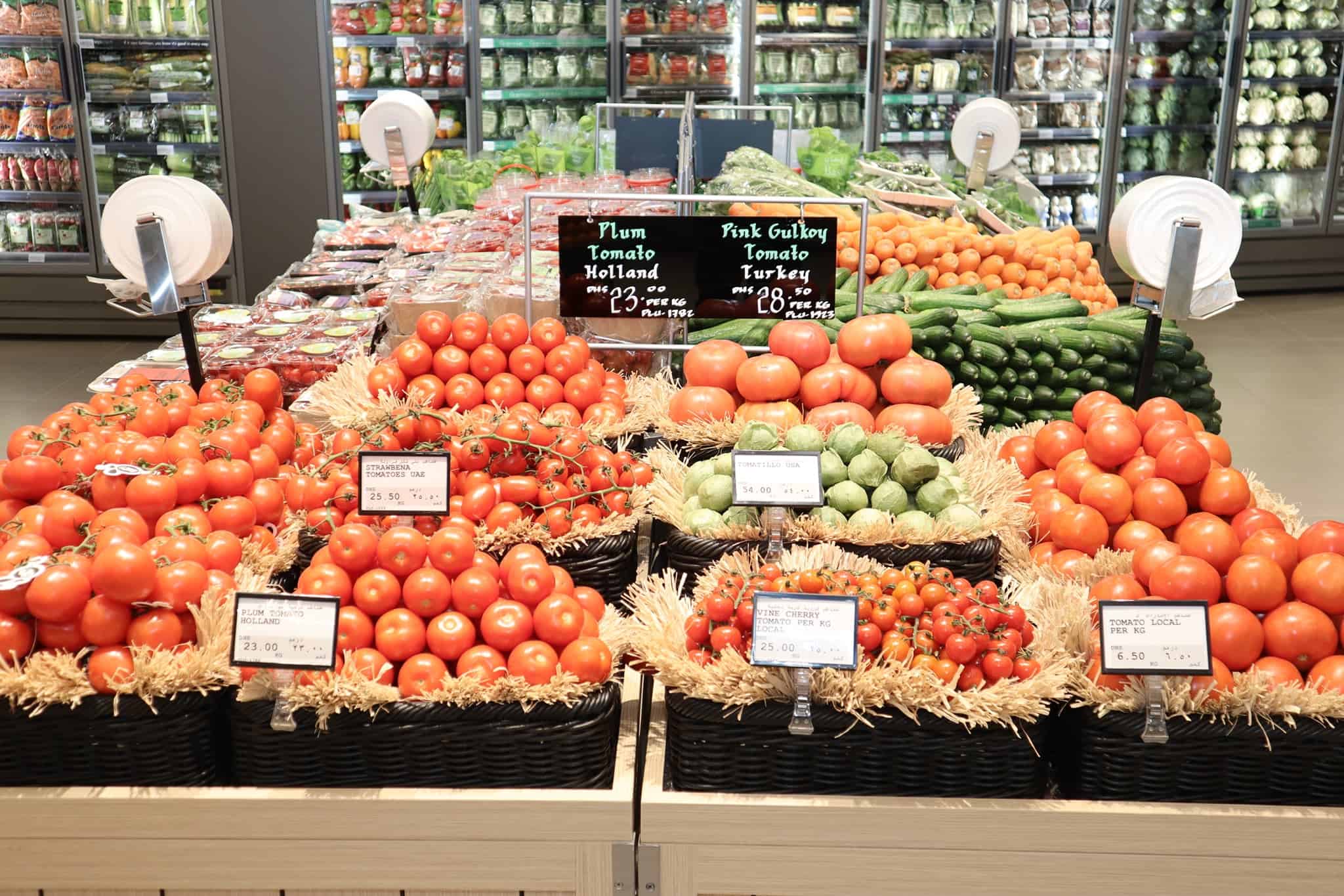 a fruits and vegetables at a supermarket 