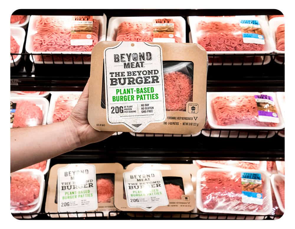 Beyond Meat Burgers in Case