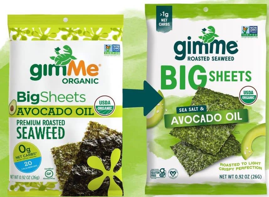two bags of gimme seaweed snacks