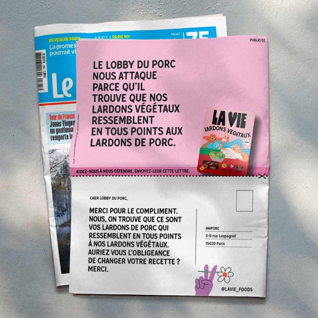 publicité dans le journal la Vie lobby du porc