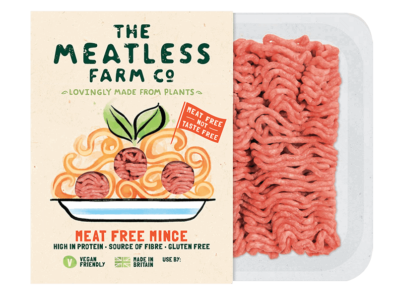 The Meatless Farm creates plant-based mince and burgers for everyday cooking that are promoted as "meat-free, not taste-free."