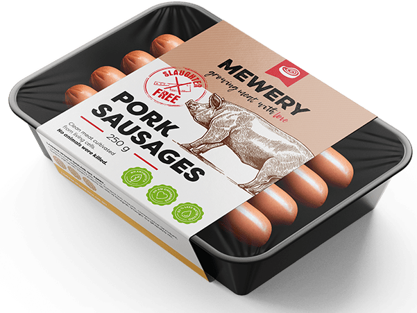 Cultivated pork meat sausages