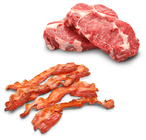 A steak and bacon