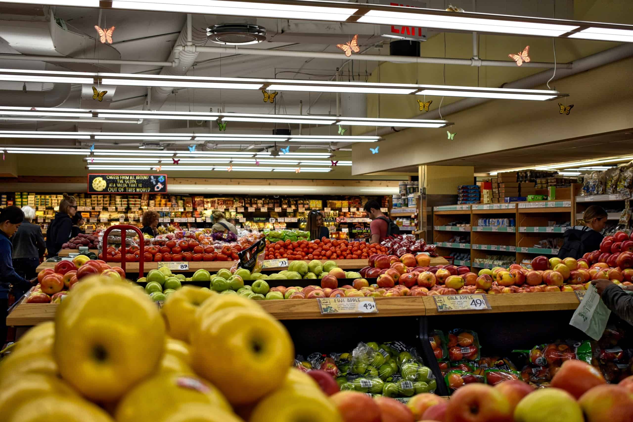 supermarket shelves